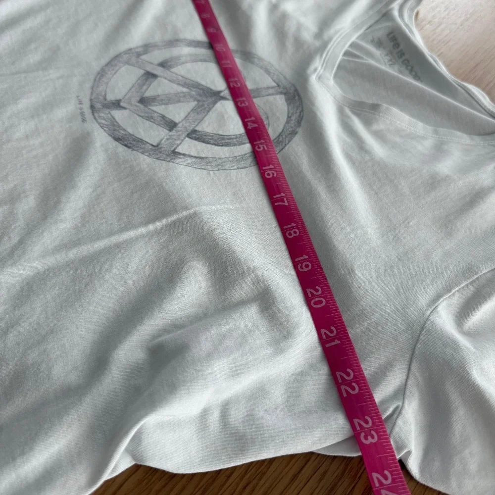 Life Is Good Graphic Tee Shirt, White with Pencil Heart Peace Sketch, Size XXL - Picture 4 of 5